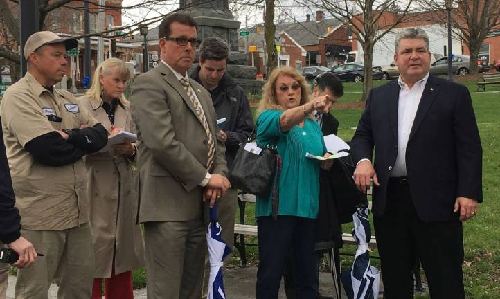 Assemblyman Parker Space, Commissioner Hammer, Commissioner&#xfe;&#xc4;&#xf4;s Chief of Staff John Case, Newton Mayor Sandra Lee Diglio, Deputy Commissioner Joseph Bertoni, and Senator Oroho.