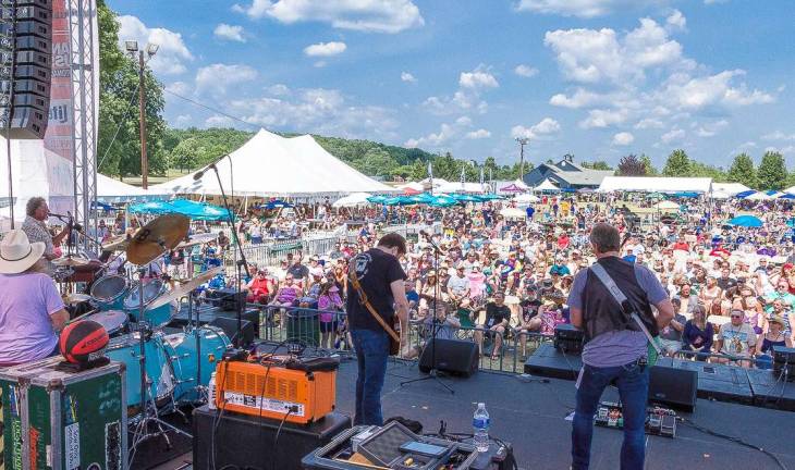The crowd is shown at the Rock, Ribs &amp; Ridges music and food festival.