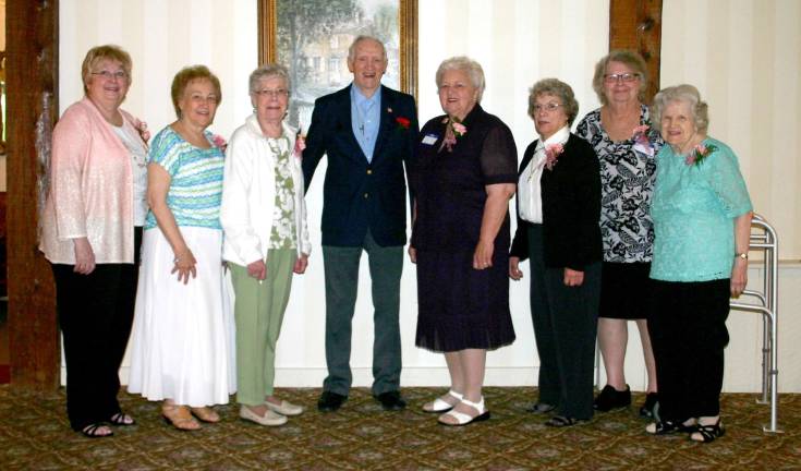The Senior Citizens of Hardyston Township installed their officers for 2015-2016 recently at a luncheon at The Farmstead. Pictured, from left, are: MariAnne Cusa, assistant treasurer; Barbara Hatke, treasurer; Mildred Miebach, assistant vice president; Ray Hatke, president; Frances DiGangi, vice president; Evelyn Verrico, secretary; Teddy Chandler, assistant secretary; and June Eisenecker, installer. Officers not pictured are Sue Filgrove, Elizabeth Sherlock and Lorie Willison, trustees.