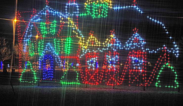 This is but one of many lighter attractions featured at the Skylands Stadium&#xfe;&#xc4;&#xf4;s dazzling Christmas light show. The show runs through January 3. This particular display is well over 20 feet tall.