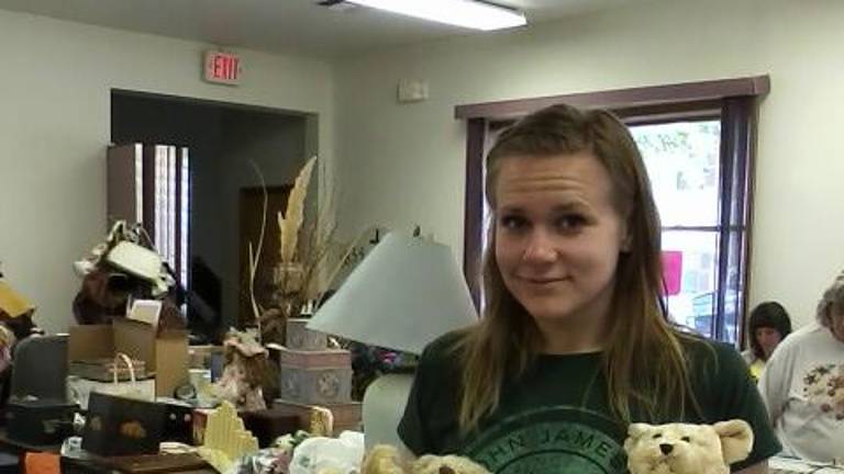 Beemerville Church sale is today Jackie Day receives a bunch of bear hugs.