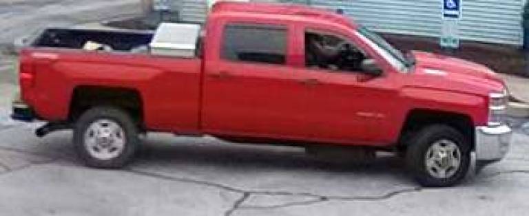 This picture provided by the Franklin Police Dept. shows the truck the suspect allegedly escaped in.