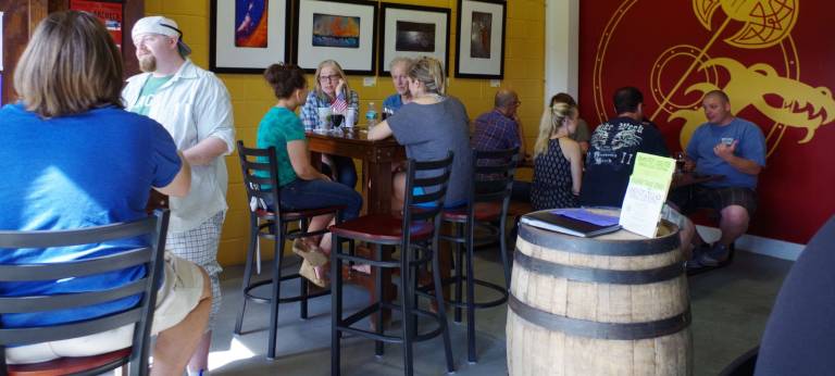 The tasting room at Angry Erik Brewing. There are also additional private tables in the rear of the brewery.