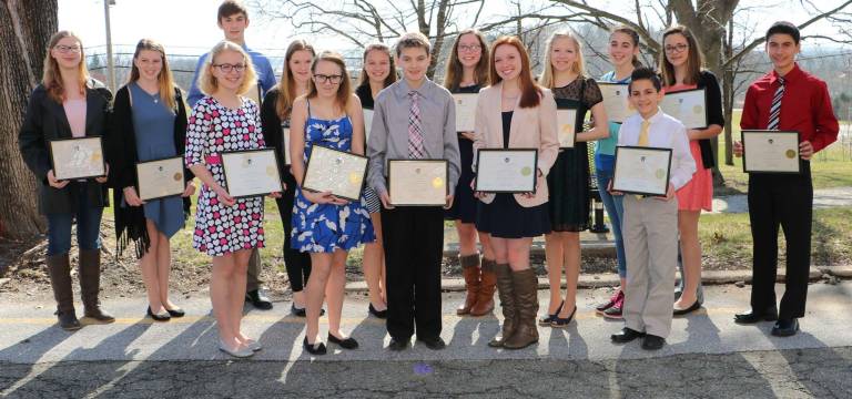 Area middle schoolers win caring awards Front row, left to right: Delaina Predmore Byram, Savanna Kirchoff Andover, Ryan Vanicek Hamburg, Jessica Dupre Hardyston, and Colin Ziabakhsh Vernon. Back row, left to right: Sarah DiGiorgio Kittatinny, Cassidy Rathbun Franklin, Gregory Puszcz Sparta, Charlotte Whritenour Hopatcong, Kayla Lame Ogdensburg, Rebecca Kopf Charter, Robyn Platz Lafayette, Kaitlyn LaRue Sussex, Madeline Hodgins Frankford, and Luca Morello Newton.