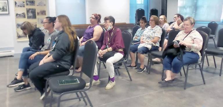 After tumult, the Heims are no longer humane society officers Supporters of Selina McGinnis (third row, on left, seated next to Janet Heim) turned out to Wednesday’s humane society directors’ meeting as they had to court appearances. (Photo by Frances Ruth Harris)