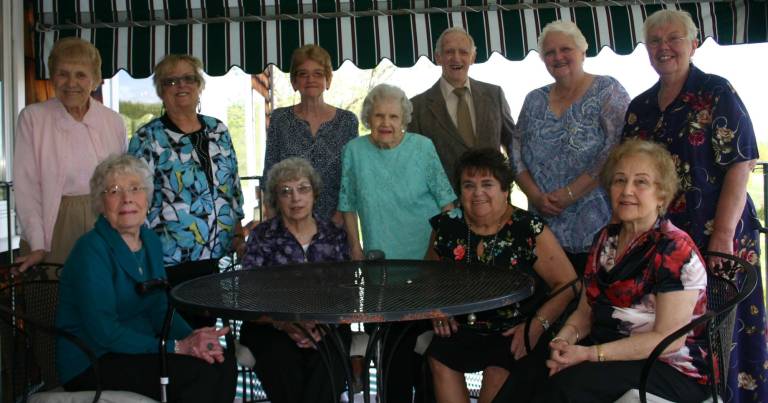 The Senior Citizens of Hardyston Township installed their officers for 2018-2019 at an installation luncheon at the Farmstead Golf Club on May 14th, 2018. In attendance, as guests, were Marianne Smith, township Manager and Bret Alemy, Police Chief. Members in the photo are: Seated (L-R) Mildred Miebach-2nd Vice President, Evelyn Verrico- Trustee, Mary Anne Murphy-Vice President and Barbara Hatke- Treasurer. Standing (L-R) Stella Truran-Assistant Secretary, Linda Adams- Secretary, Sue Fillgrove- Trustee, June Eisenecker- Installer, Raymond Hatke- President, Carol McDole- Data Manager and Mary Ruane- Assistant Treasurer. Not attending was Jon Anderson- Trustee.