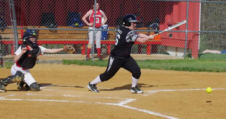 Wallkill Valley batter Kristina Yakkey hits the ball in the second inning.