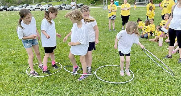 Brownies hula hoop for fun!