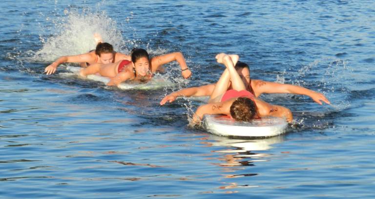 Lake Mohawk lifeguards win competition Lake Mohawk Pool catching up to LMCC in the Paddle Board Relay