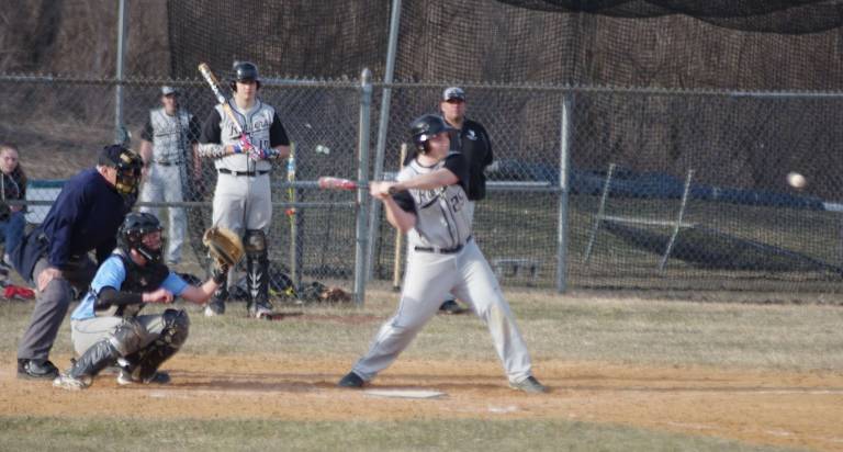 Wallkill Valley's Sean Endres begins to swing at the incoming ball.