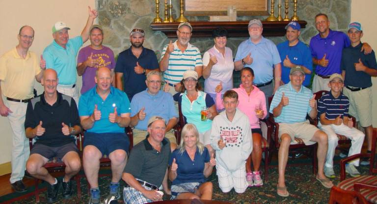 Crystal Springs hosts 9 n Dine tourney The golfers that competed in the July 28th 9 n Dine Golf Tournament at Ballyowen Golf Club.