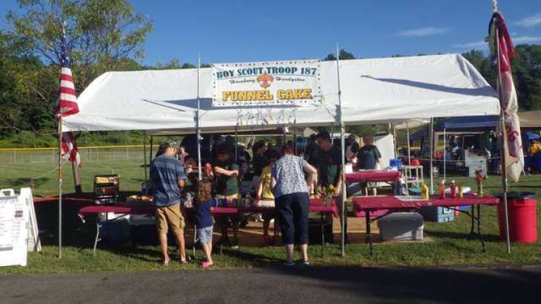 Boy Scout Troop 187 of Hardyston/Hamburg sold funnel cake at Hardyston Day, Sept 7. Their fundraising efforts help the boys attend camps and other scouting adventures during the year.