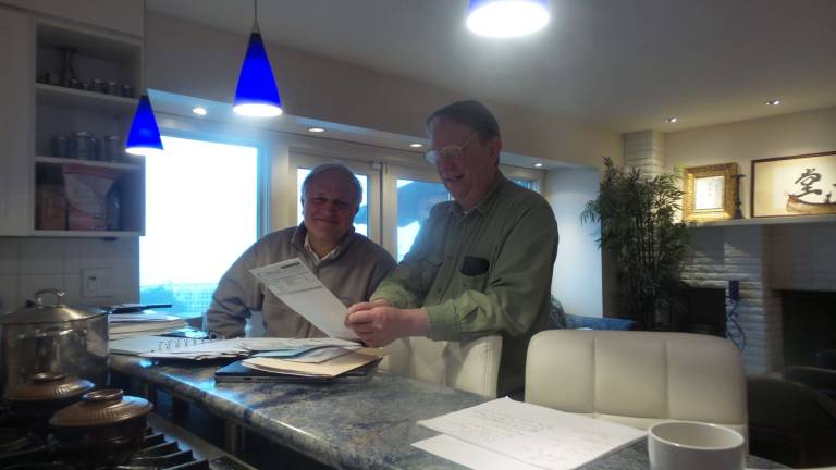 Local church to hold four-day celebration of assault rifles Greg Noll, administrator for the church, and Robert Pickell, independent consultant for the church (Photo by Frances Ruth Harris)