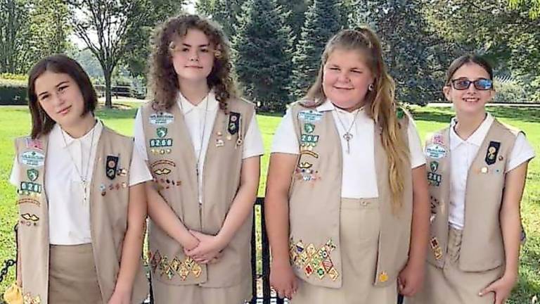 Hardyston Girl Scouts Sabrina Barbato, Brooke Jensen, Gabrielle Rubalcava, and Catherine Byra at Arlington National Cemetery on Aug. 27 (Photo provided)