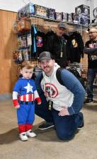 Ryan Courten of Vernon poses with his son Liam at Garden State Comic Fest’s Winter Fest ’24 on Saturday, Jan. 27 at the Sussex Fairgrounds in Augusta. (Photo by Maria Kovic)