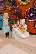 Arya Systma of Sussex Borough poses with Miss Potts from Beauty and the Beast.