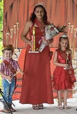 From left are Little Mister Hamburg Mason Brunda, Miss Hamburg Kiyah Morales and Little Miss Hamburg Riley Parrish. They were chosen in pageants June 8. (Photo provided)