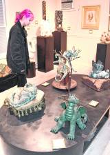 <b>Makennah Torppey of Branchville looks at art.</b>