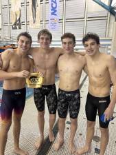 From left are Hunter Gallo of Newton, John Postma of Branchville, Darren Rockwell of Hamburg and Danhy Westervelt of Sparta. They are members of the Sussex County YMCA Swordfish swim team, which has qualified for the national meet. (Photos provided)