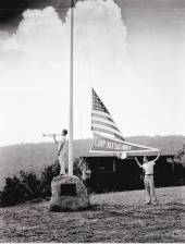 Boys raise the flag over Camp Kittatinny in 1934. (Photo provided)