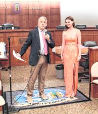 Miss Hardyston 2026 Hailey Phillips stands with Hardyston Mayor Stanley Kula