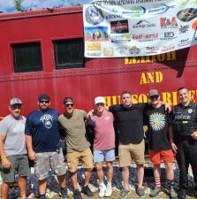 From left are Jim Lame of the Ogdensburg Police Department and Eric Moschberger, David Schneider, Jake Rontunda, Nick Della Fera, Zach La Grave and Robert Vander Ploeg, all of the Franklin Police Department.