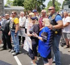 Most people at a recent rally in Milford, Pa., to support the police eschewed masks (Photo by Ken Hubeny Sr.)