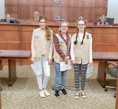 Girl Scout Troop #94879 presents an idea to the Hardyston Township Council.