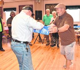 Mike Krupa of Franklin, left, accepts his honor as Senior of the Year.