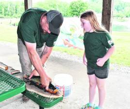 Madelyn and Joe Wiliamson of Lafayette caught a catfish.