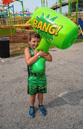 <b>Hunter Gratton is a game winner Tuesday, Aug. 5. (Photo by Nancy Madacsi)</b>