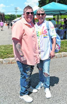 <b>Kim Crowell and Sandra Henderson, both of Newton, pose for a photo.</b>