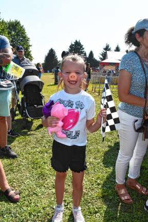 <b>Scarlett Pollara of Wayne at the Hot Dog Pig Races on Sunday, Aug. 3. (Photo by Maria Kovic)</b>