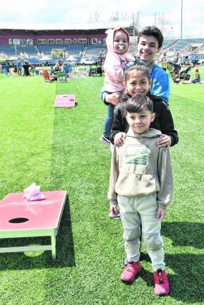<b>Mckenna Carr, Matthew Muso, Melody Martinez and Mason Bentley, all of Wantage, pose for a photo.</b>