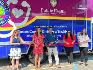 From left are Christine Florio, Sussex County Health and Human Services administrator; Jill Space, deputy director of the Sussex County Board of County Commissioners; Chris Carney, director of the board; state Assemblywoman Dawn Fantasia; and Jennifer Shortino, health officer/director. (Photo provided)