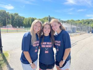 Lenape Valley Field Hockey captains Victoria Erlemann, Emma McElroy, and Katie Guisti.