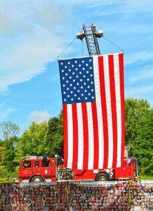 The Hardyston Volunteer Fire Department raised a 25-foot-by-15-foot American flag for the walk.