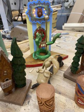 Examples of the work of the Jersey Hills Wood Carvers.