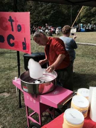 Making cotton candy.
