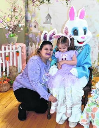 Ashley and Athena Lombardo of Hamburg pose with the Easter Bunny.
