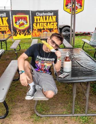 <b>Franklin Gunderman eats corn on the cob Tuesday, Aug. 5. (Photo by Nancy Madacsi)</b>