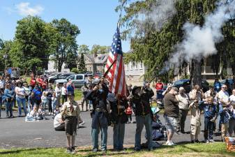 War re-enactors fire a salute during the Memorial Day activities Monday, May 26 in Franklin. (Photos by Dave Smith)