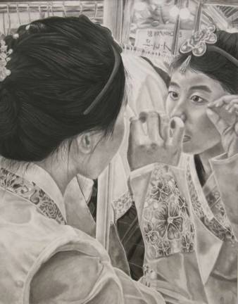 Best in show and first-place drawing, &quot;Hanbok&quot;, by Sophomore Caroline Kim.