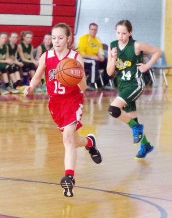 High Point's Leah English dribbles the ball.