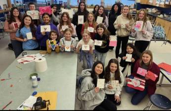 In addition to taking part in the recent competition, Hardyston Middle School students have done projects such as creating and sending cards for Valentine’s Day. (Photos courtesy of Hardyston Middle School)
