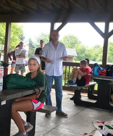 Marcus O'Sullivan motivates campers at X-Treme Youth Running Camp.