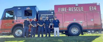 From left: Firefighter Derek Watson, Chief Rob Washer, Lt. Adam Paz, firefighter Joe Ionta Jr., and firefighter Bill Hickerson (Photo by Laura J. Marchese)