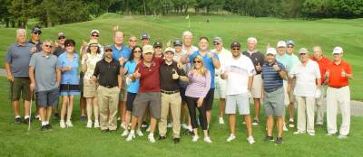 Golfers that competed in the 9 n Dine Golf Tournament prior to the Bourbon &amp; BBQ party