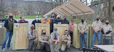 Scouts with planter box at Town Center (Photo provided)