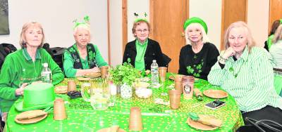 <b>Nancy Keller of Sussex, Phyllis McCann of Wantage, Gloria Loops of Hamburg, Elaine Brodmerkel of Vernon and Blessing DiMuzio of Vernon pose for a photo. </b>